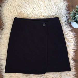 LOFT Black A-Line Wrap Skirt